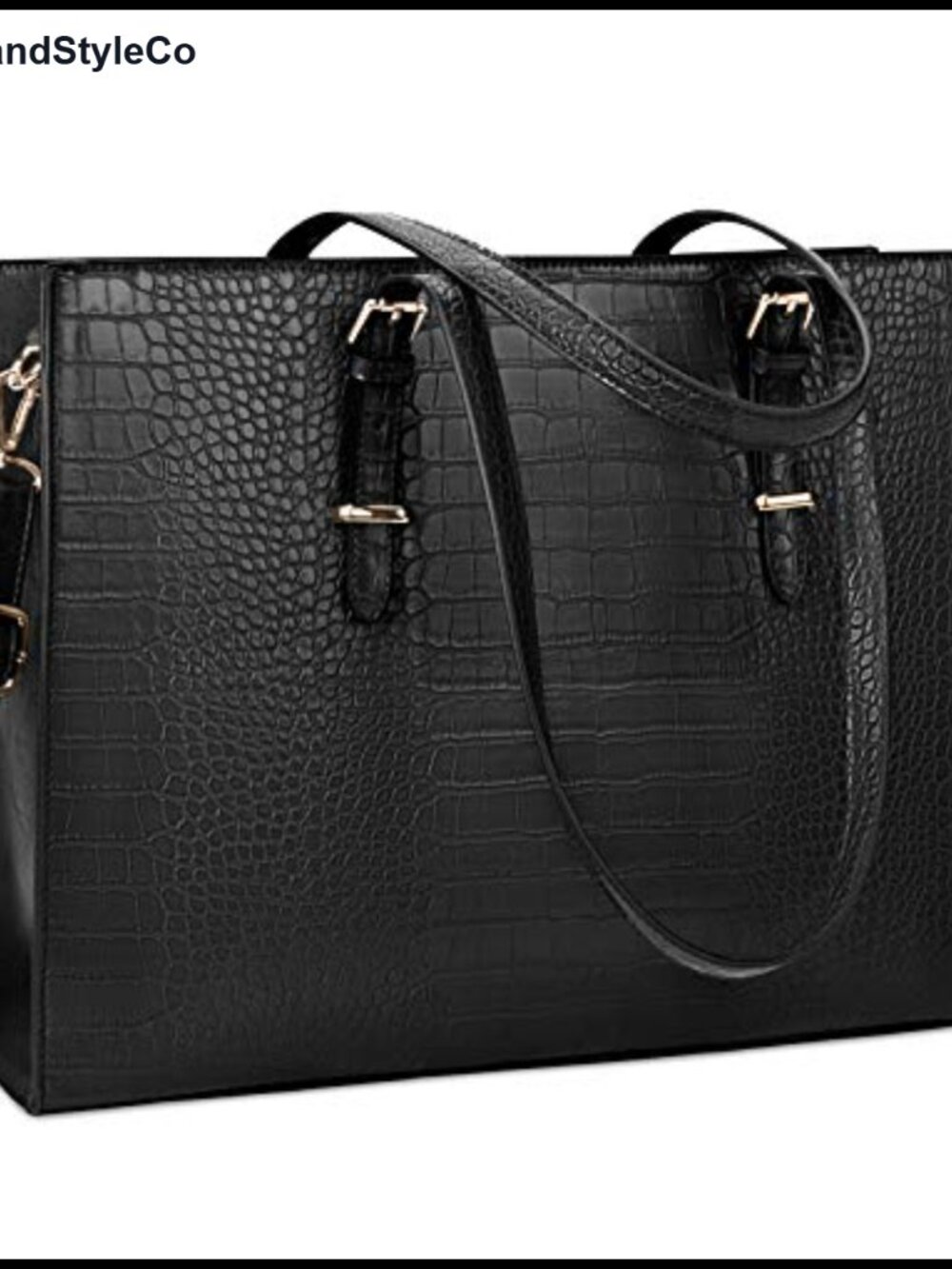 Crocodile Leather Laptop Tote 15.6 Inch Water-Resistant Briefcase Shoulder Bag